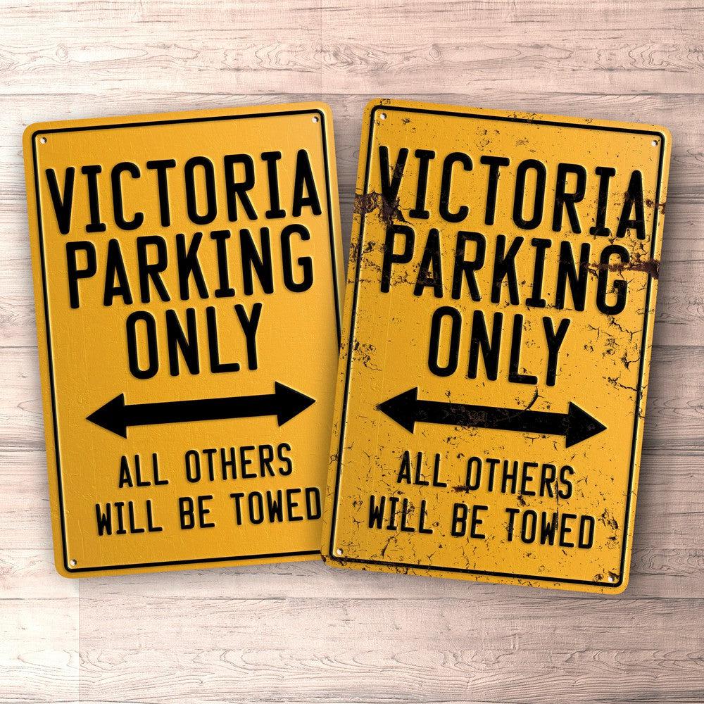 Victoria Parking Only Skilte, Musemåtte, Dørmåtte-Parking skilte-Victoria-Garage Culture Shop- garage - man cave - merchandise
