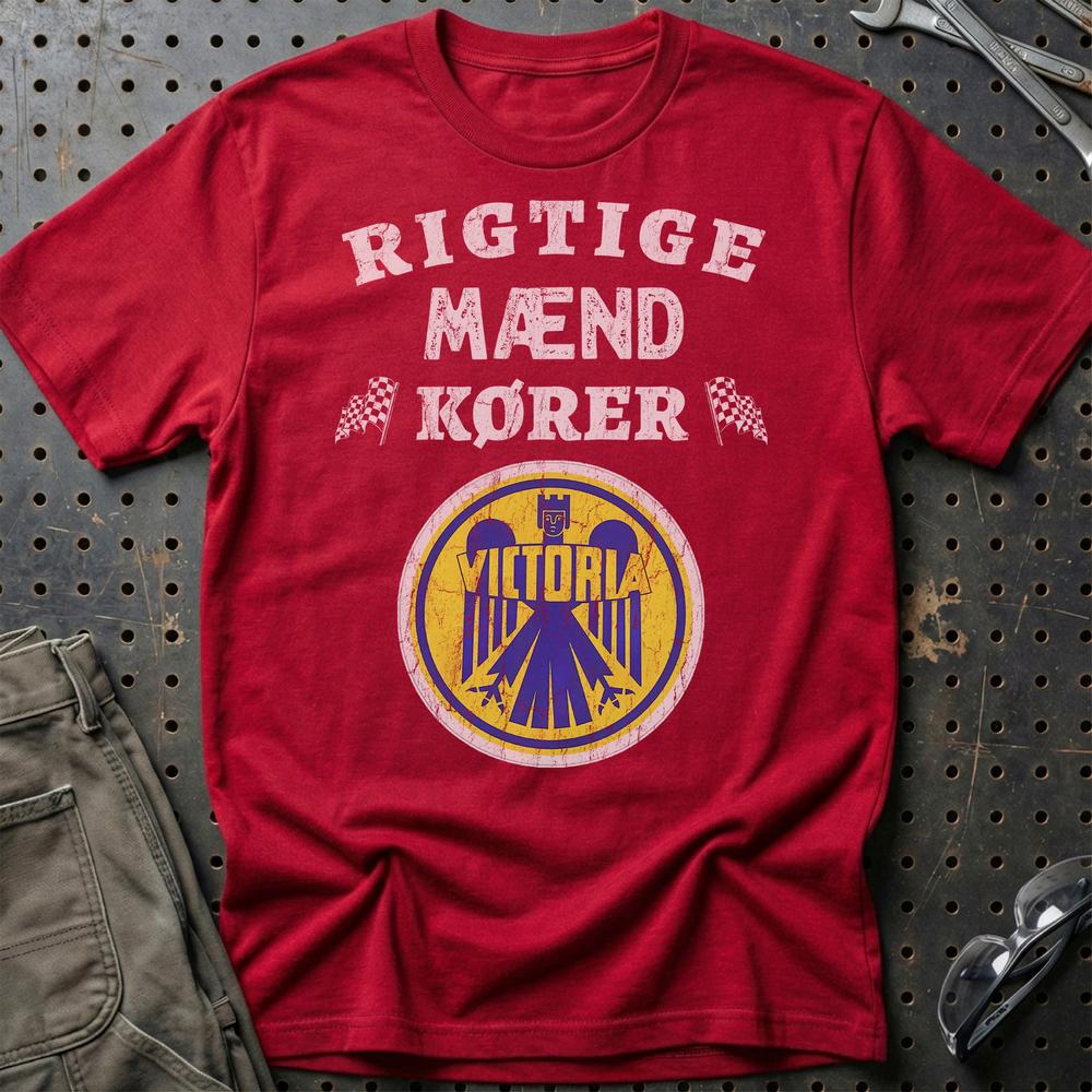 Victoria Rigtige Mænd Kører T-Shirt-Beklædning-Victoria-Rød-S-Garage Culture Shop- garage - man cave - merchandise