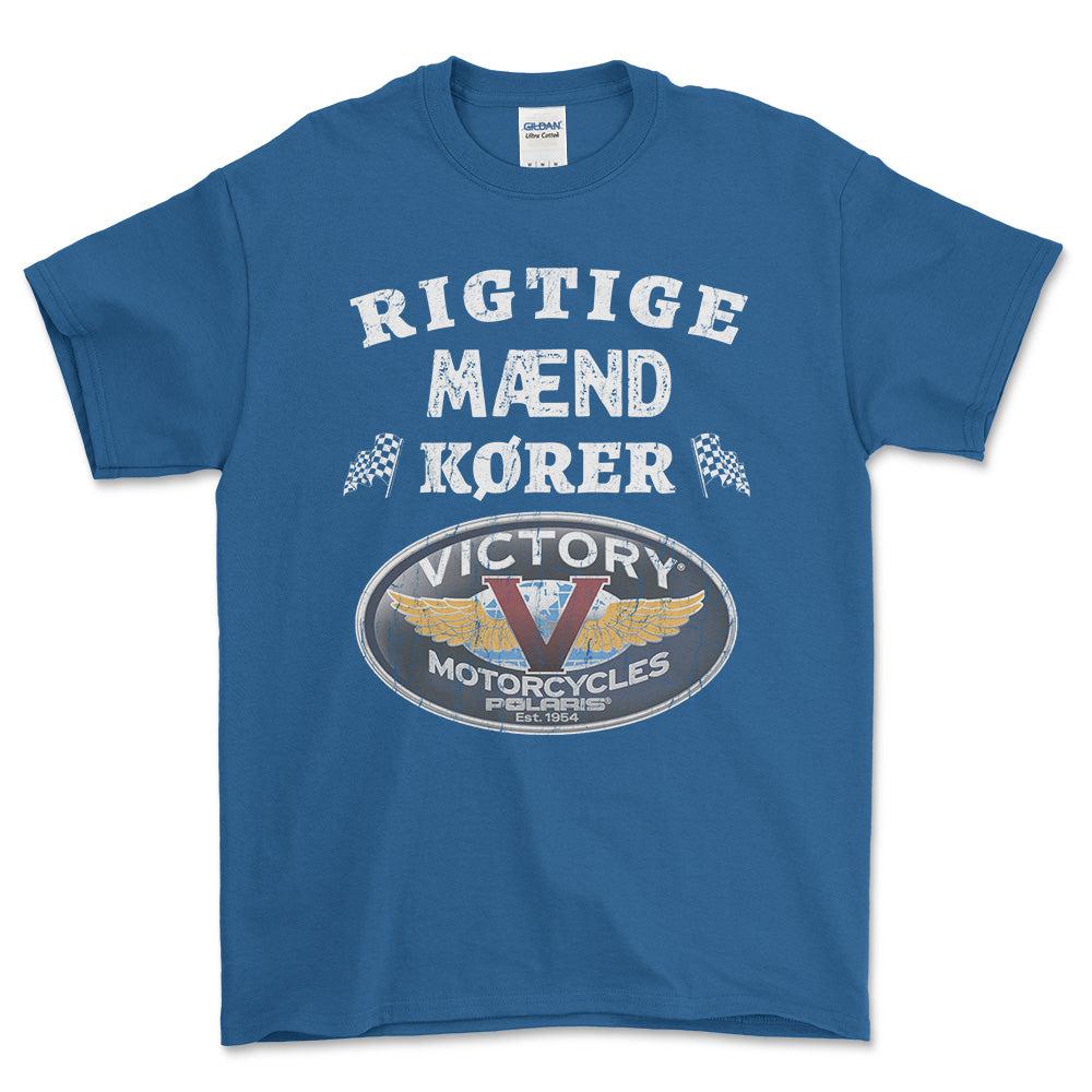 Victory Rigtige Mænd Kører - Unisex T-Shirt , Bomuld-Beklædning-Victory-Blå Royal-S-Forside-Garage Culture Shop- garage - man cave - merchandise