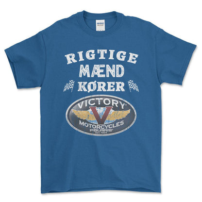 Victory Rigtige Mænd Kører - Unisex T-Shirt , Bomuld-Beklædning-Victory-Blå Royal-S-Forside-Garage Culture Shop- garage - man cave - merchandise
