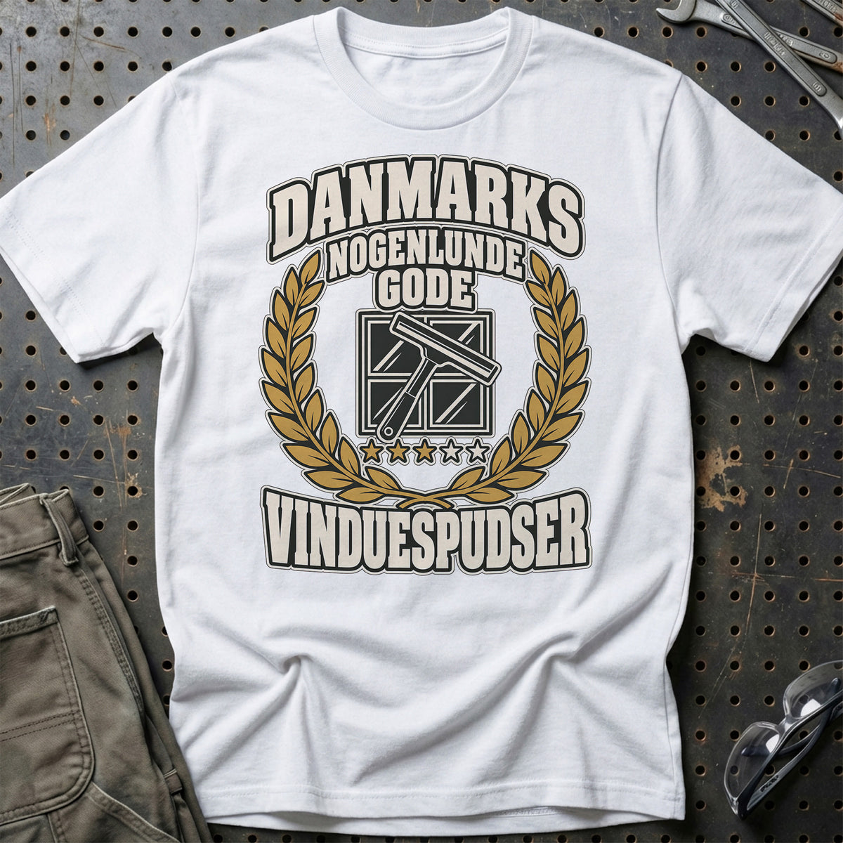 Vinduespudser – Danmarks Nogenlunde Gode T-Shirt – Hvid