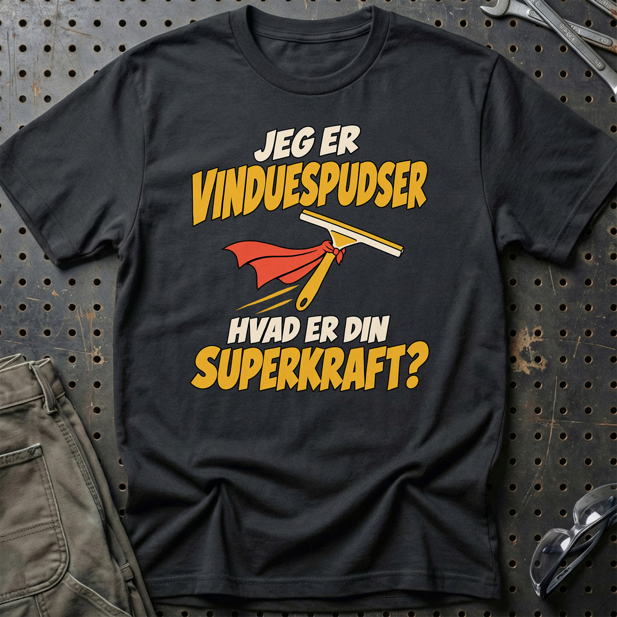 
Vinduespudser – Hvad er din superkraft? – Unisex T-Shirt – Sort
