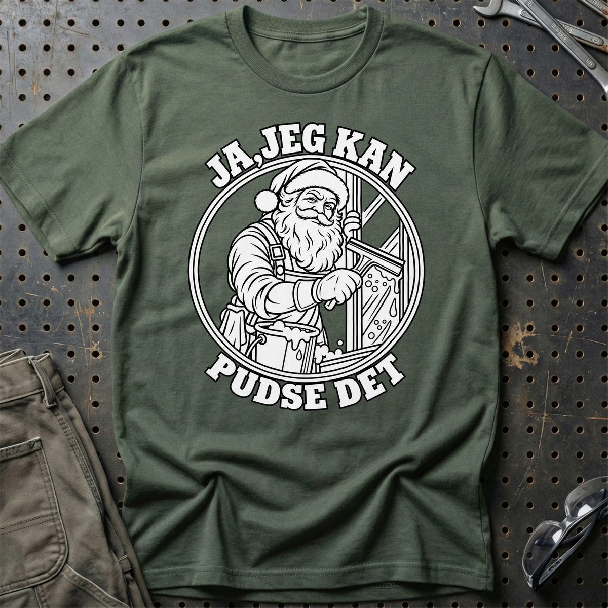 
Vinduespudser – Santa Kan Det – Jul T-Shirt – Grøn Militær