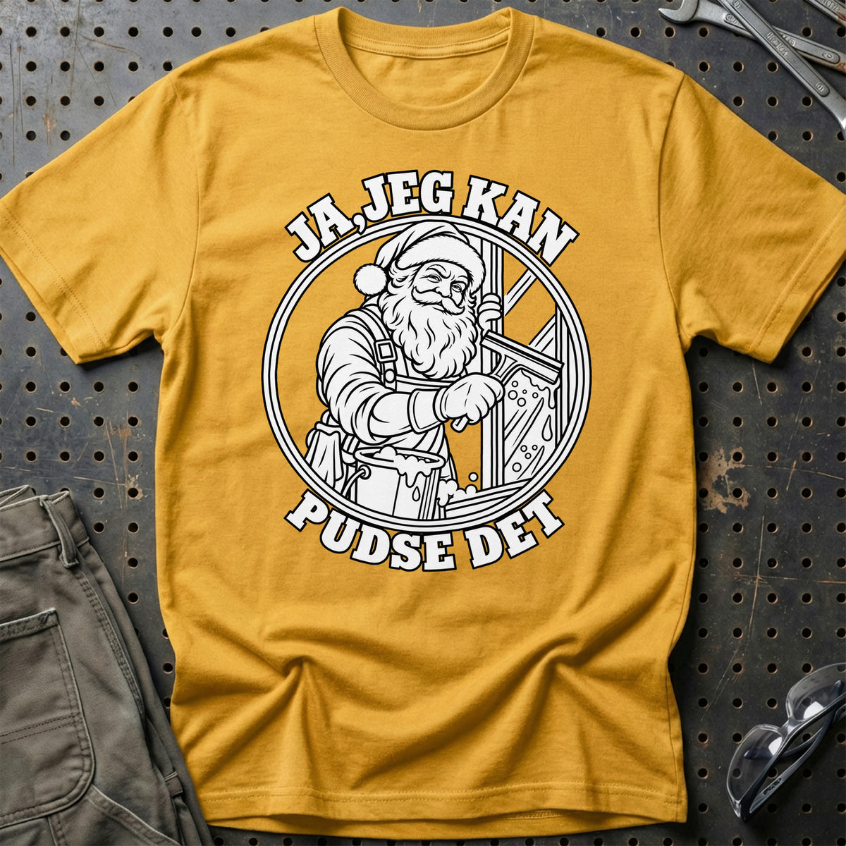 
Vinduespudser – Santa Kan Det – Jul T-Shirt – Guld