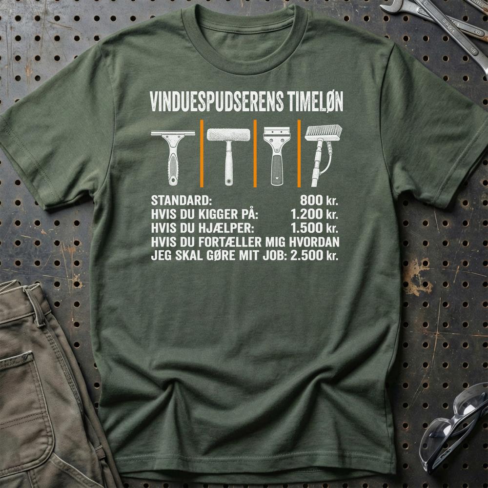 
Produktbillede af Vinduespudserens Timeløn T-Shirt
