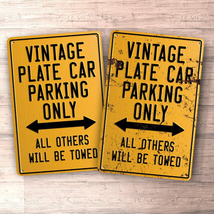 Vintage Car Parking Only Skilte, Musemåtte, Dørmåtte , Plakat-Parking skilte-Vintage Car-Garage Culture Shop- garage - man cave - merchandise