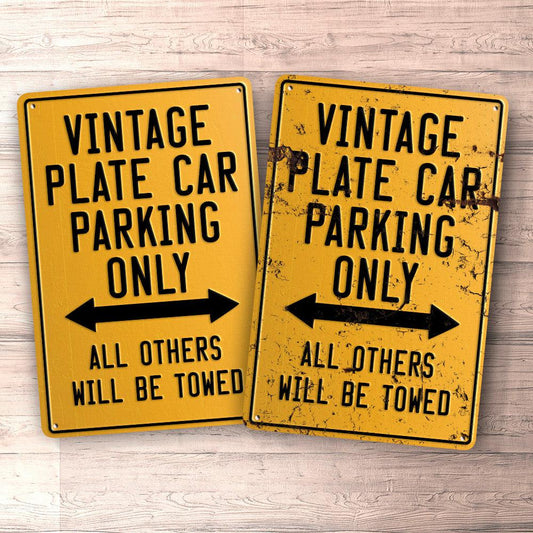 Vintage Car Parking Only Skilte, Musemåtte, Dørmåtte-Parking skilte-Vintage Car-Garage Culture Shop- garage - man cave - merchandise