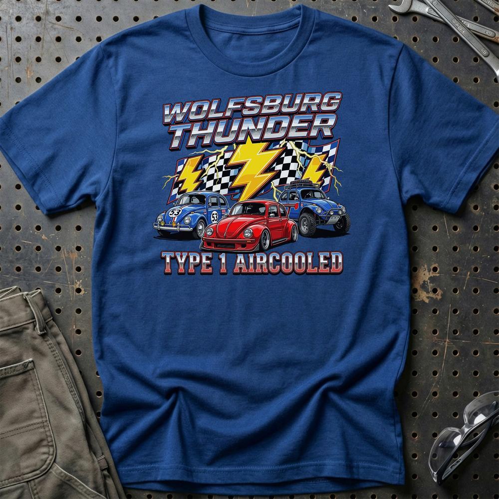 Volkswagen Classic VW Beetle Type 1 Aircooled T-Shirt-Beklædning-VW-Blå Royal-S-Garage Culture Shop- garage - man cave - merchandise