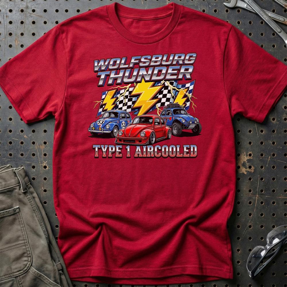 Volkswagen Classic VW Beetle Type 1 Aircooled T-Shirt-Beklædning-VW-Rød-S-Garage Culture Shop- garage - man cave - merchandise