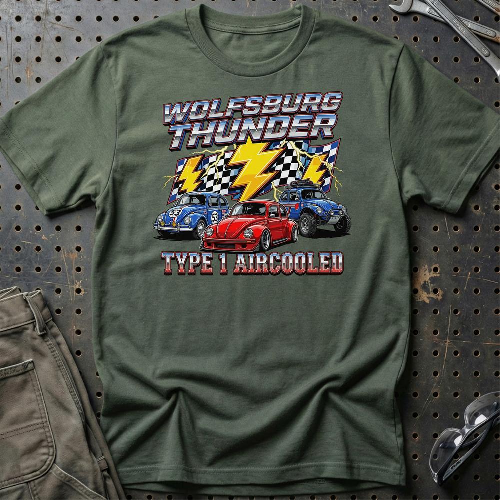 Volkswagen Classic VW Beetle Type 1 Aircooled T-Shirt-Beklædning-VW-Grøn Militær-S-Garage Culture Shop- garage - man cave - merchandise