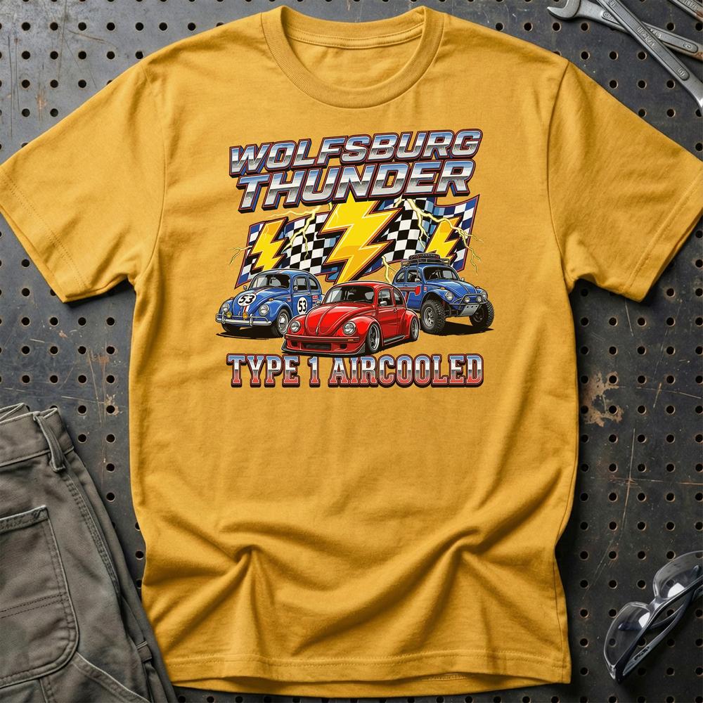 Volkswagen Classic VW Beetle Type 1 Aircooled T-Shirt-Beklædning-VW-Guld-S-Garage Culture Shop- garage - man cave - merchandise