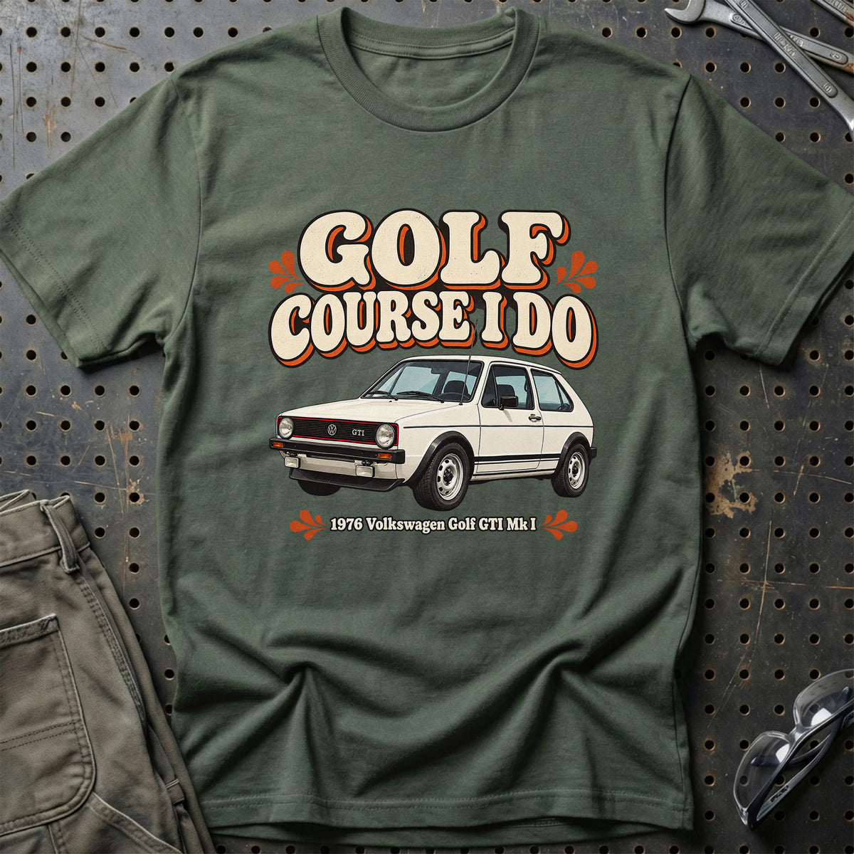
Volkswagen Golf GTI Mk I 1976 – Golf Course I Do T-Shirt – Grøn Militær