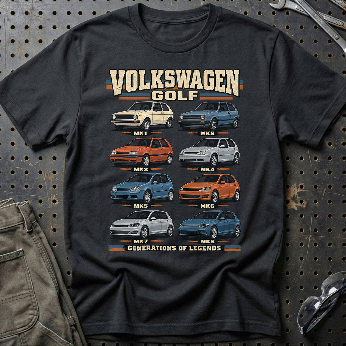 
Volkswagen Golf – Generations of Legends T-Shirt – Sort