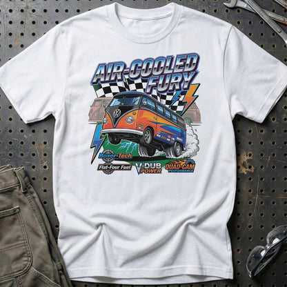 Volkswagen Type 2 Aircooled Fury Classic Bus - Unisex T-Shirt-Beklædning-VW-Hvid-S-Garage Culture Shop- garage - man cave - merchandise