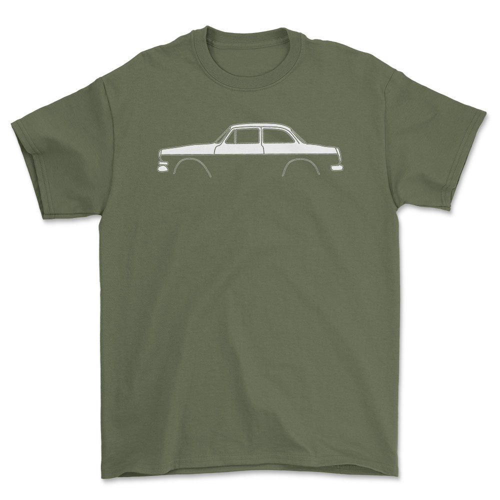 Volkswagen VW 1500 Notchback Silhuet - Unisex T-Shirt , Bomuld-Beklædning-VW-Grøn Militær-S-Forside-Garage Culture Shop- garage - man cave - merchandise