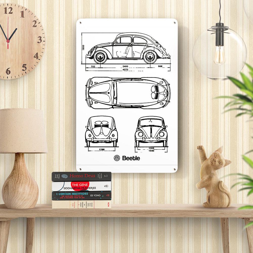 Volkswagen VW Beetle Blueprint Skilte, Musemåtte, Dørmåtte-Blueprint-VW-Garage Culture Shop- garage - man cave - merchandise