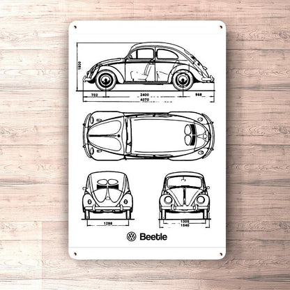 Volkswagen VW Beetle Blueprint Skilte, Musemåtte, Dørmåtte-Blueprint-VW-Garage Culture Shop- garage - man cave - merchandise