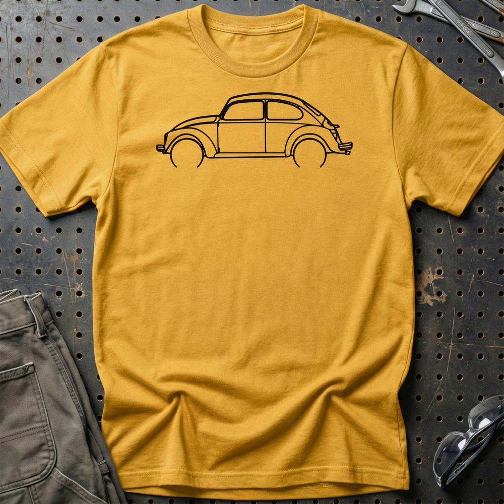 Volkswagen VW Beetle Outline T-Shirt-Beklædning-VW-Guld-S-Garage Culture Shop- garage - man cave - merchandise