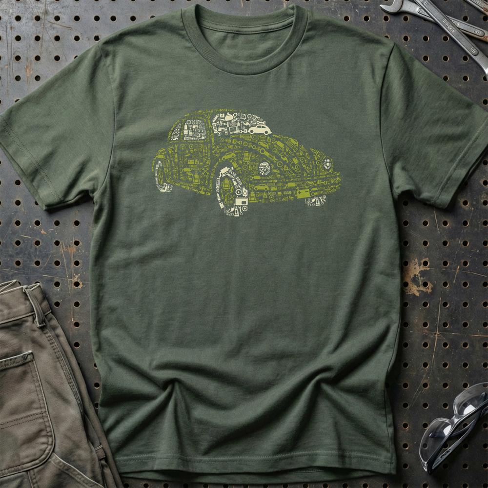 Volkswagen VW Beetle T-Shirt-Beklædning-VW-Grøn Militær-S-Garage Culture Shop- garage - man cave - merchandise