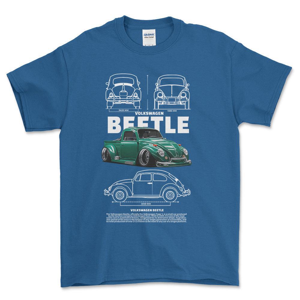 Volkswagen VW Beetle T-Shirt-Beklædning-VW-Blå Royal-S-Garage Culture Shop- garage - man cave - merchandise