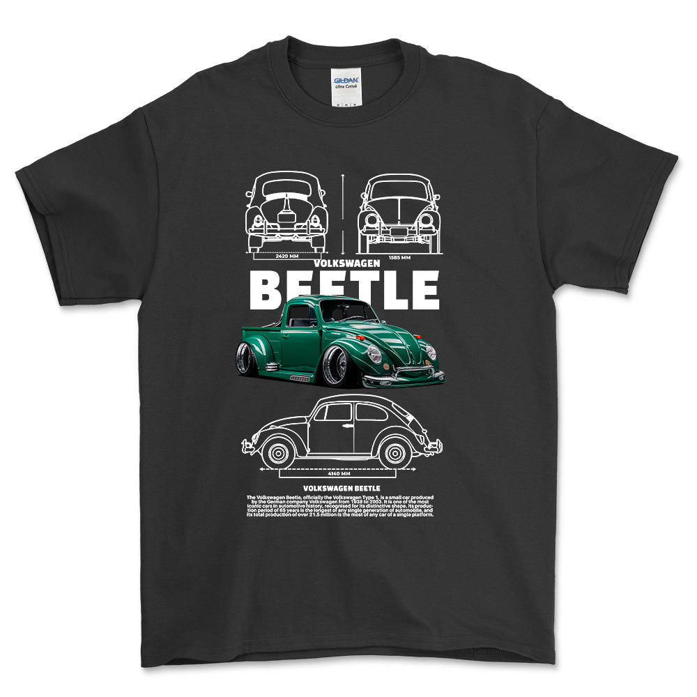 Volkswagen VW Beetle T-Shirt-Beklædning-VW-Sort-S-Garage Culture Shop- garage - man cave - merchandise