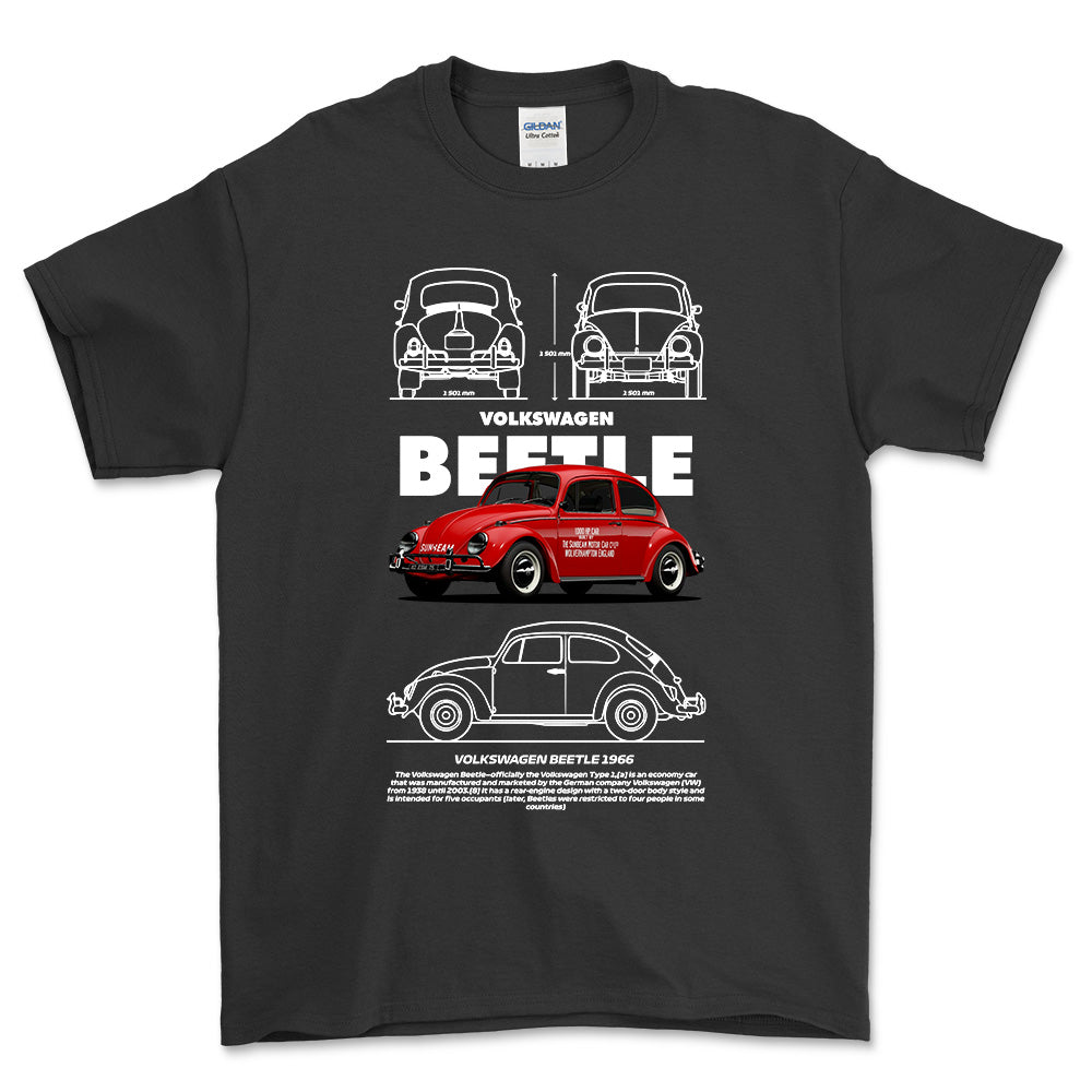 Volkswagen VW Beetle T-Shirt-Beklædning-VW-Sort-S-Garage Culture Shop- garage - man cave - merchandise