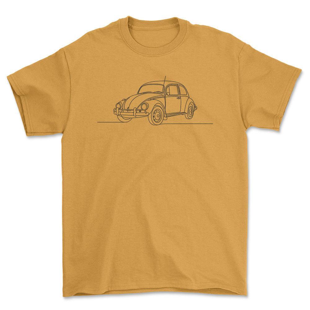 Volkswagen VW Beetle Typ 1 - One Line Style Unisex T-Shirt-Beklædning-VW-Guld-S-Garage Culture Shop- garage - man cave - merchandise