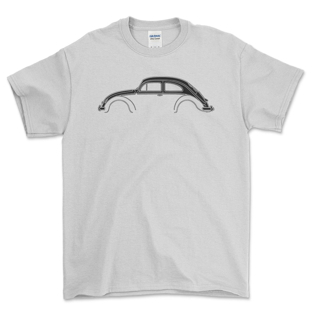 Volkswagen VW Beetle Type 1 Silhuet - Unisex T-Shirt , Bomuld-Beklædning-VW-Hvid-S-Forside-Garage Culture Shop- garage - man cave - merchandise