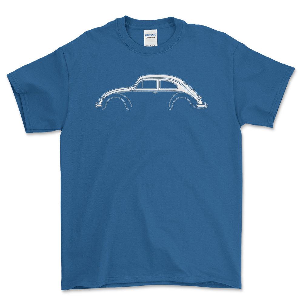 Volkswagen VW Beetle Type 1 Silhuet - Unisex T-Shirt , Bomuld-Beklædning-VW-Blå Royal-S-Forside-Garage Culture Shop- garage - man cave - merchandise