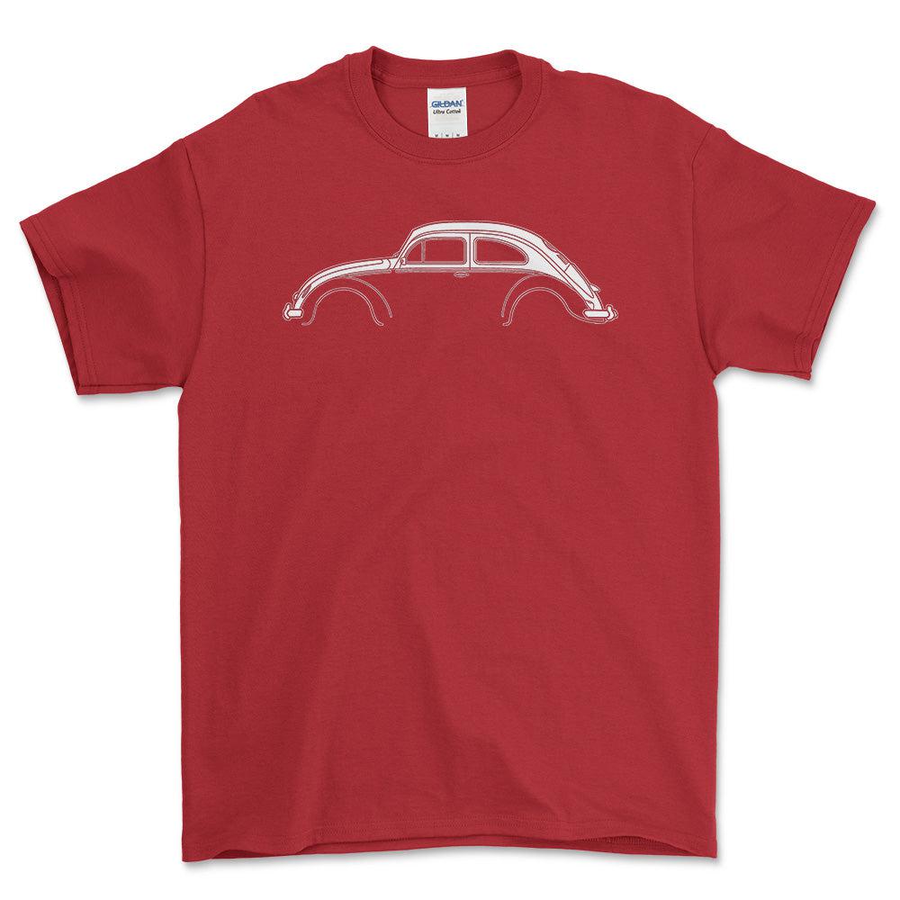 Volkswagen VW Beetle Type 1 Silhuet - Unisex T-Shirt , Bomuld-Beklædning-VW-Rød-S-Forside-Garage Culture Shop- garage - man cave - merchandise