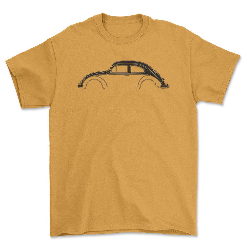 Volkswagen VW Beetle Type 1 Silhuet - Unisex T-Shirt , Bomuld-Beklædning-VW-Guld-S-Forside-Garage Culture Shop- garage - man cave - merchandise