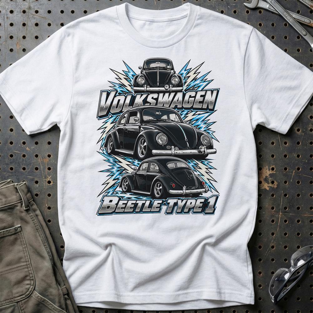 Volkswagen VW Beetle Type 1 T-Shirt-Beklædning-VW-Hvid-S-Garage Culture Shop- garage - man cave - merchandise