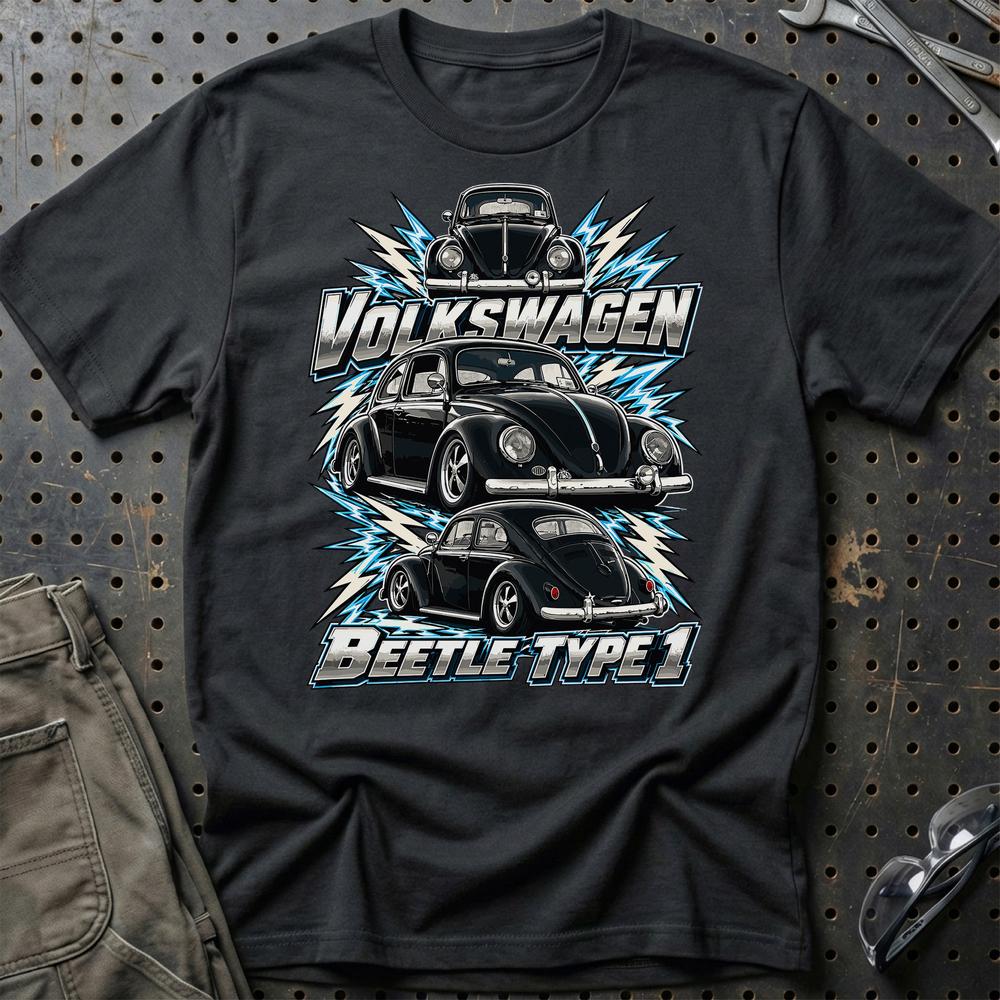 Volkswagen VW Beetle Type 1 T-Shirt-Beklædning-VW-Sort-S-Garage Culture Shop- garage - man cave - merchandise