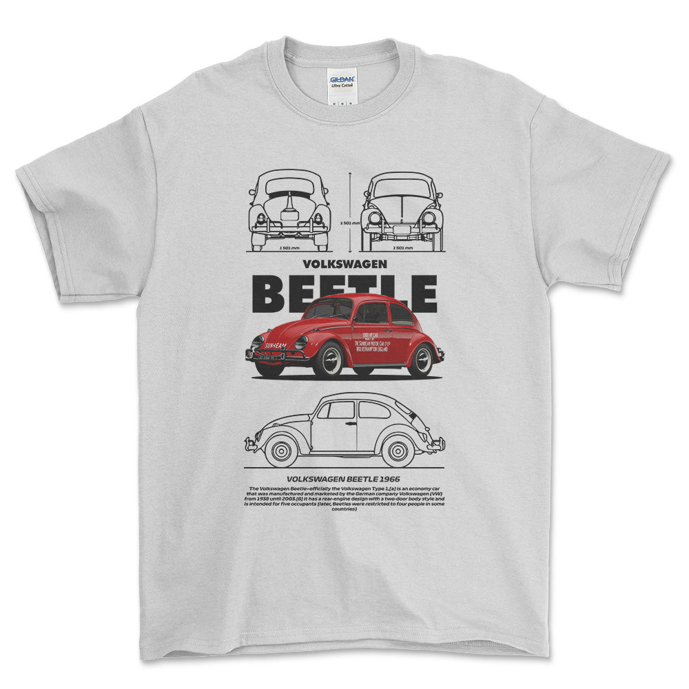 Volkswagen VW Beetle - Unisex T-Shirt-Beklædning-VW-Hvid-S-Forside-Garage Culture Shop- garage - man cave - merchandise