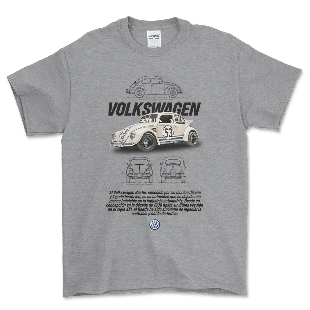 Volkswagen VW Beetle - Unisex T-Shirt-Beklædning-VW-Grå Sport-S-Forside-Garage Culture Shop- garage - man cave - merchandise
