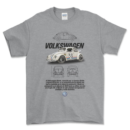 Volkswagen VW Beetle - Unisex T-Shirt-Beklædning-VW-Grå Sport-S-Forside-Garage Culture Shop- garage - man cave - merchandise