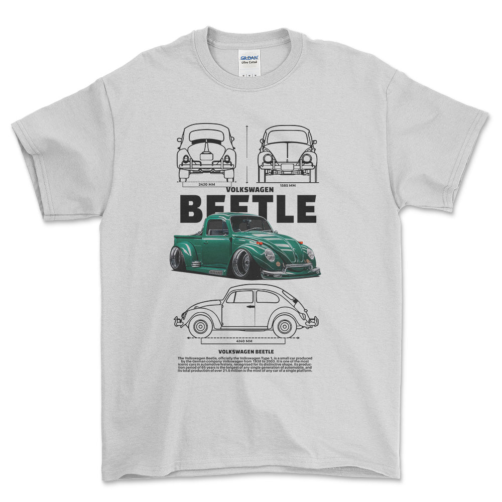 Volkswagen VW Beetle - Unisex T-Shirt-Beklædning-VW-Hvid-S-Forside-Garage Culture Shop- garage - man cave - merchandise