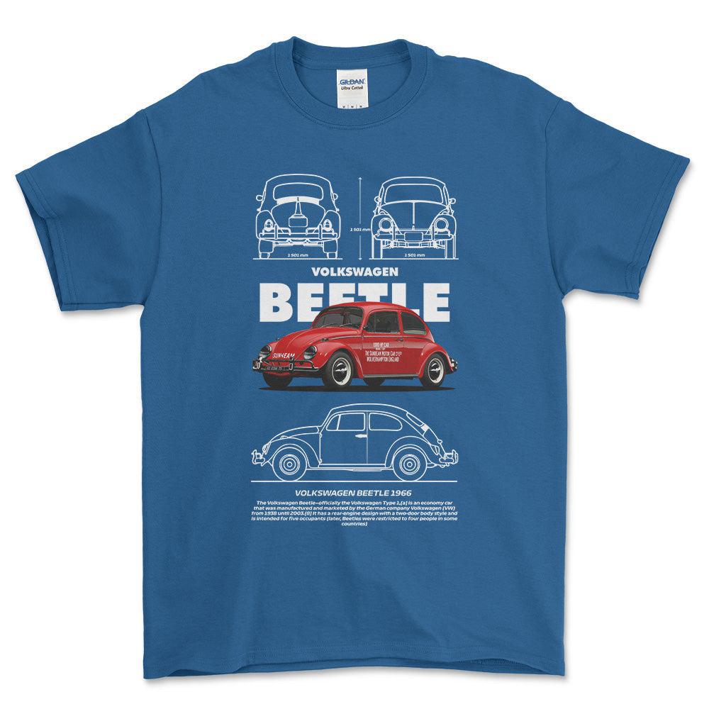 Volkswagen VW Beetle - Unisex T-Shirt-Beklædning-VW-Blå Royal-S-Forside-Garage Culture Shop- garage - man cave - merchandise
