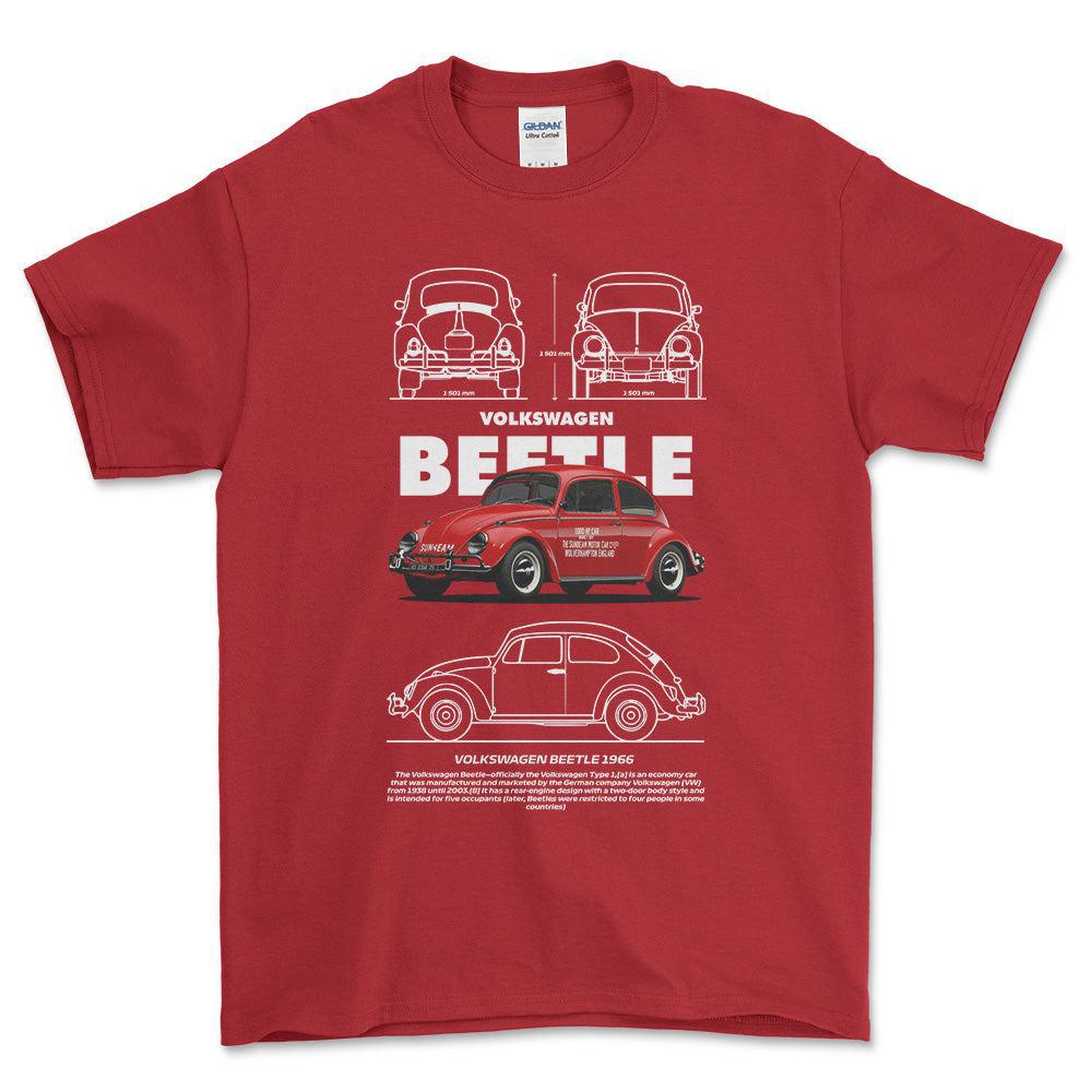 Volkswagen VW Beetle - Unisex T-Shirt-Beklædning-VW-Rød-S-Forside-Garage Culture Shop- garage - man cave - merchandise