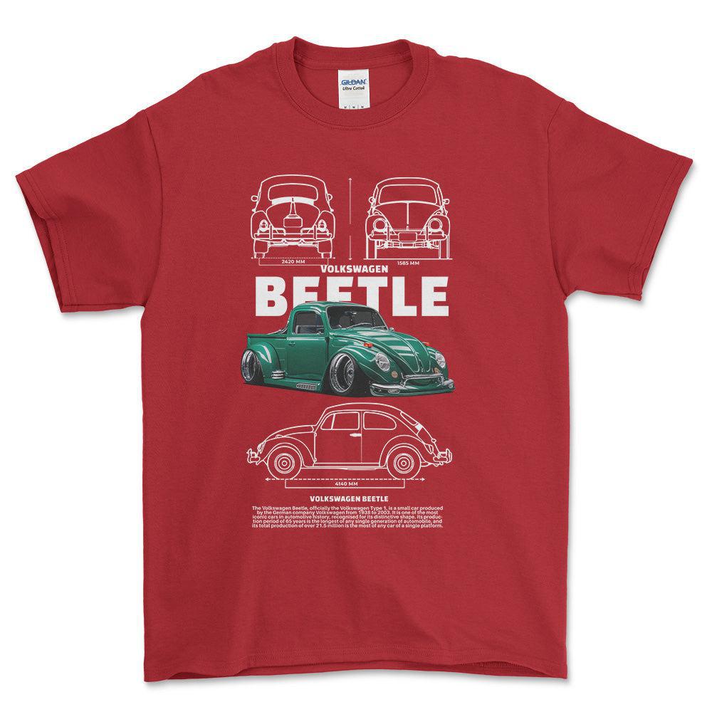 Volkswagen VW Beetle - Unisex T-Shirt-Beklædning-VW-Rød-S-Forside-Garage Culture Shop- garage - man cave - merchandise