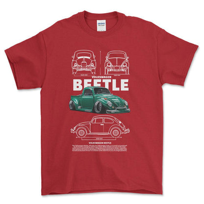 Volkswagen VW Beetle - Unisex T-Shirt-Beklædning-VW-Rød-S-Forside-Garage Culture Shop- garage - man cave - merchandise