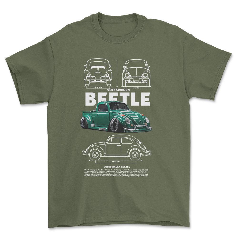 Volkswagen VW Beetle - Unisex T-Shirt-Beklædning-VW-Grå Sport-S-Forside-Garage Culture Shop- garage - man cave - merchandise