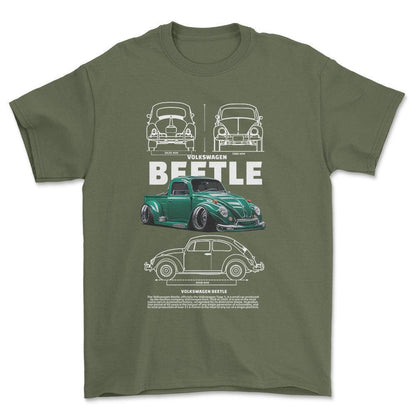 Volkswagen VW Beetle - Unisex T-Shirt-Beklædning-VW-Grå Sport-S-Forside-Garage Culture Shop- garage - man cave - merchandise