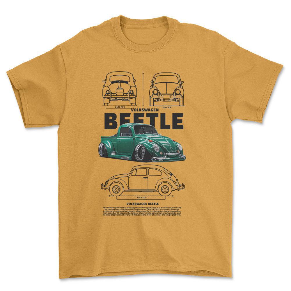Volkswagen VW Beetle - Unisex T-Shirt-Beklædning-VW-Guld-S-Forside-Garage Culture Shop- garage - man cave - merchandise