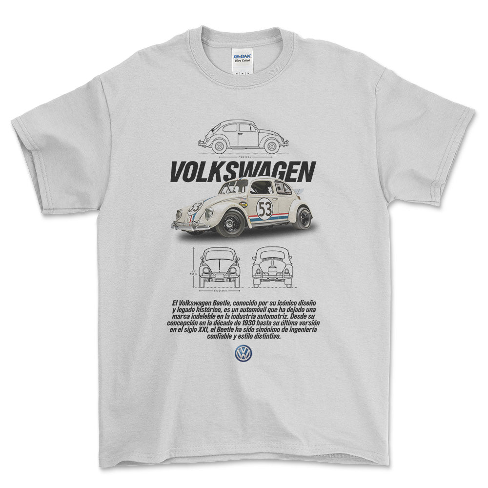 Volkswagen VW Beetle - Unisex T-Shirt-Beklædning-VW-Hvid-S-Forside-Garage Culture Shop- garage - man cave - merchandise