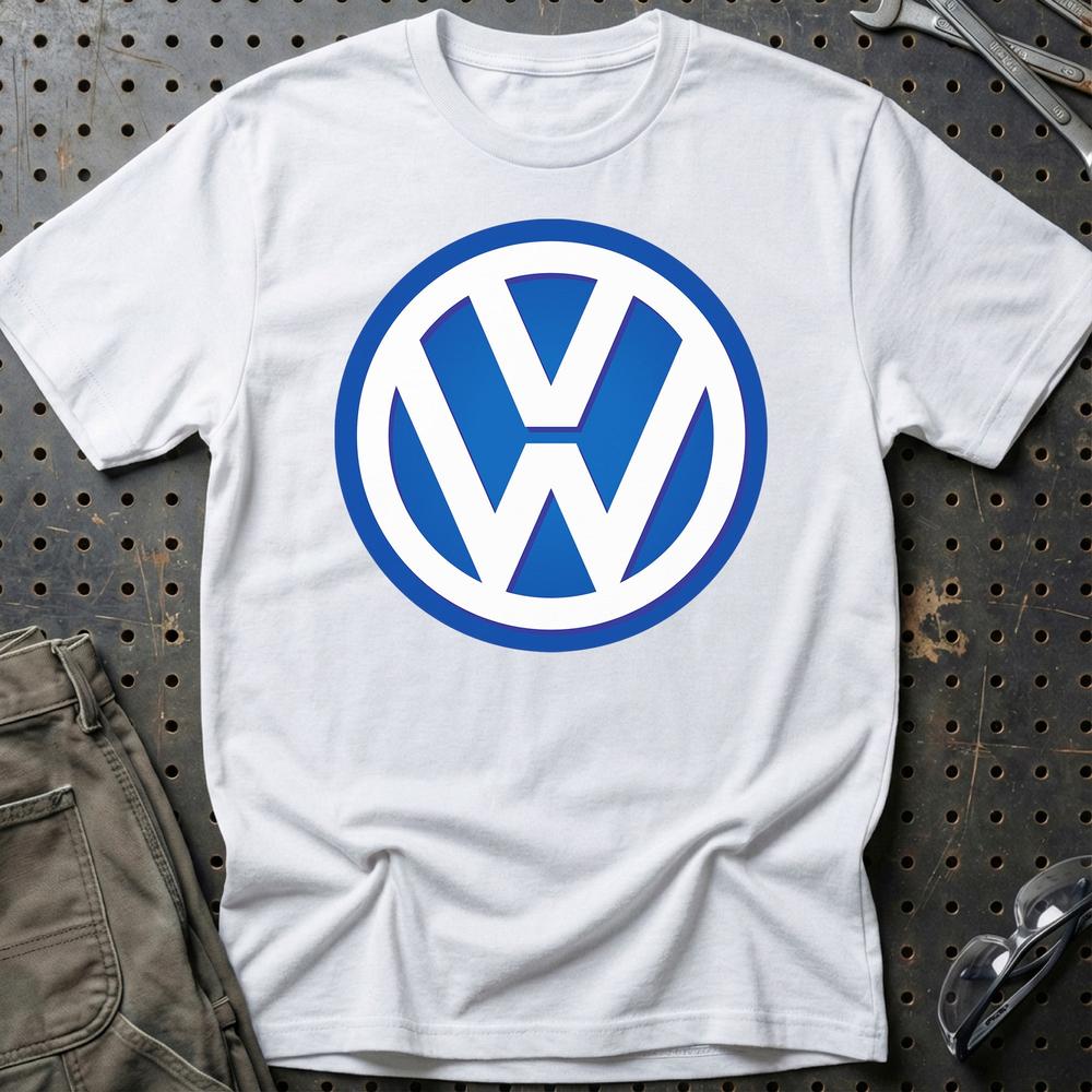 Volkswagen VW Blåt Logo T-Shirt-Beklædning-VW-Hvid-S-Garage Culture Shop- garage - man cave - merchandise