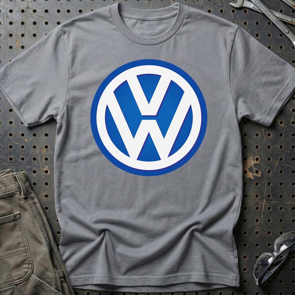 Volkswagen VW Blåt Logo T-Shirt-Beklædning-VW-Grå Sport-S-Garage Culture Shop- garage - man cave - merchandise