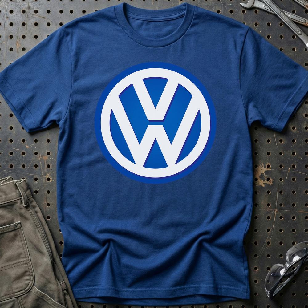 Volkswagen VW Blåt Logo T-Shirt-Beklædning-VW-Blå Royal-S-Garage Culture Shop- garage - man cave - merchandise