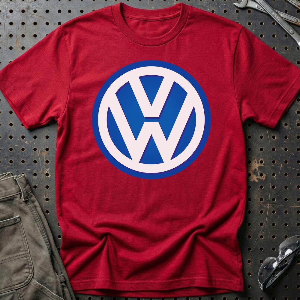 Volkswagen VW Blåt Logo T-Shirt-Beklædning-VW-Rød-S-Garage Culture Shop- garage - man cave - merchandise