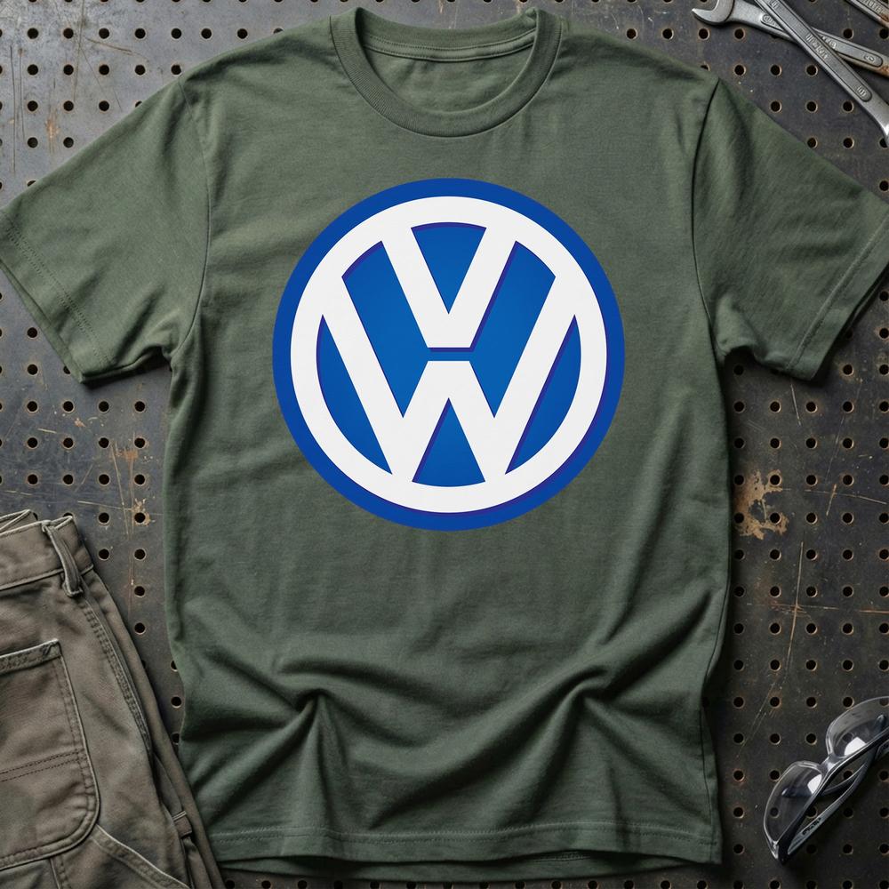 Volkswagen VW Blåt Logo T-Shirt-Beklædning-VW-Grøn Militær-S-Garage Culture Shop- garage - man cave - merchandise